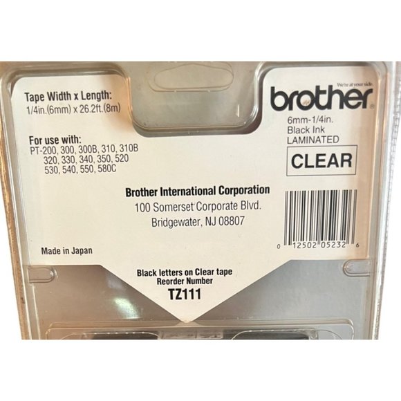Brother P-Touch TZ Black Ink Laminated White Tape 1/4" X 26.2 ft TZ111 - Picture 4 of 4